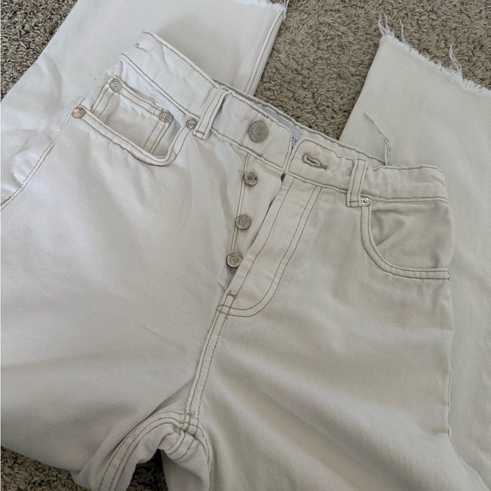 Zara High Rise Cream Jeans